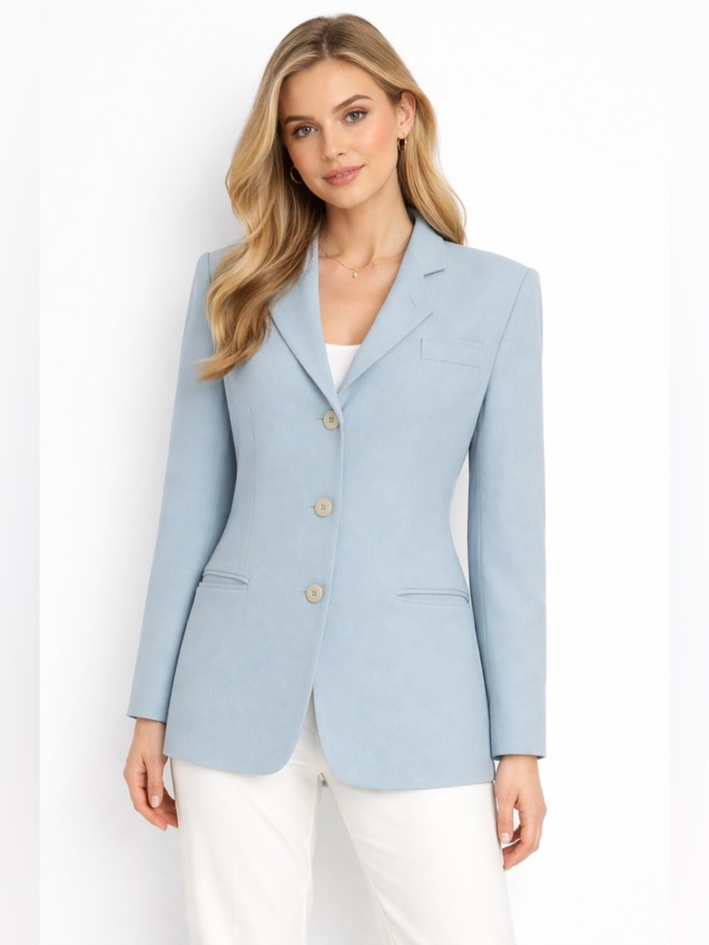 Giorgio Armani Women’s Blazer Light Blue Tailored Jacket Luxe Designer Size 14